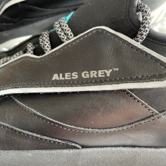 ALES GREY LEATHER MEN SNEAKERS SIZE 9 - Picture 3 of 7